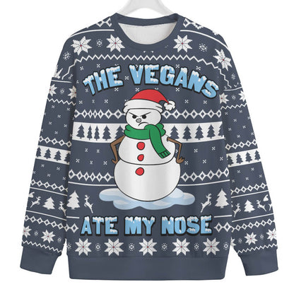 The Vegans Eat My Nose Snowman Men's Big And Tall Christmas Sweater
