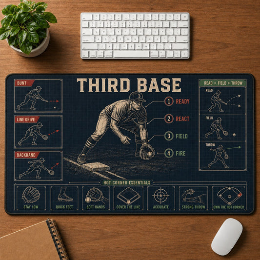 Third Base Baseball Blueprint Desk Mat | 5To9Vibe