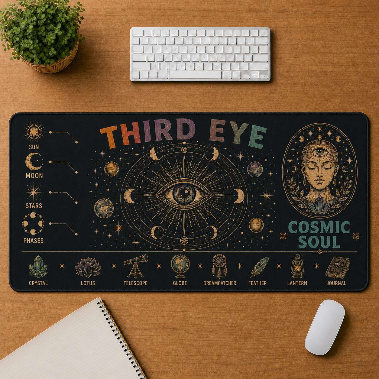 Cosmic Eye Hippie Desk Mat Mouse Pad | 5To9Vibe - Third Eye style