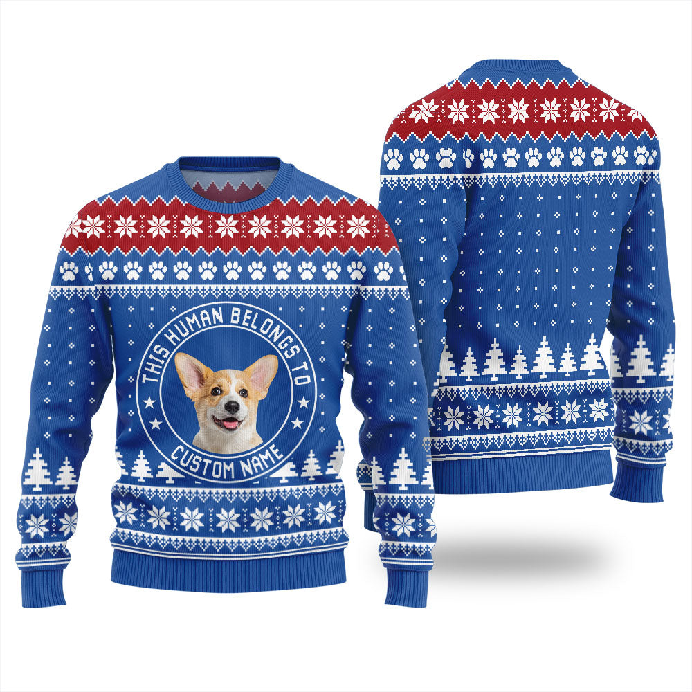 This Human Belongs To Custom Name Christmas Sweater Women