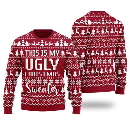 This Is My Ugly Christmas Sweater Funny Xmas Sweater Cardinal Red