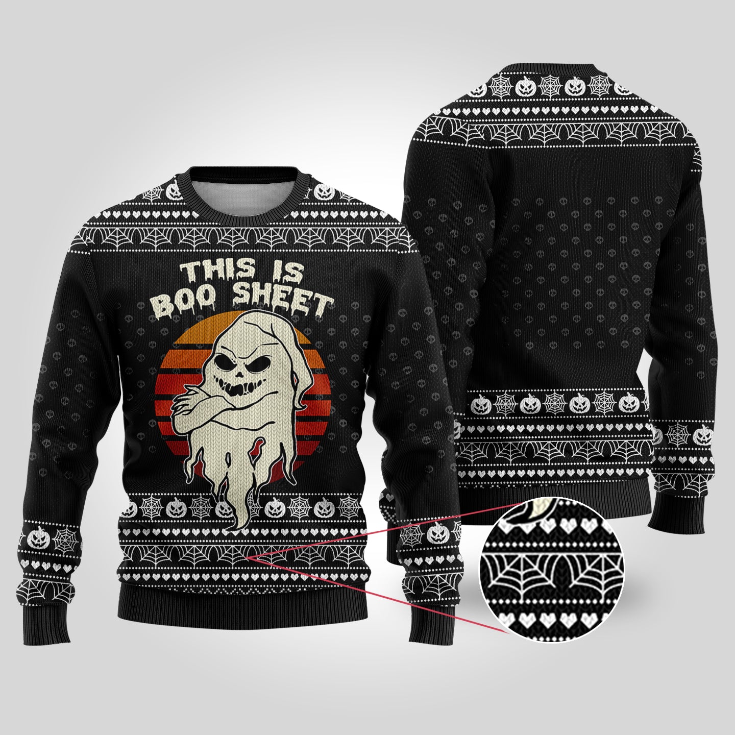 This is Boo Sheet Ugly Halloween Sweater Black