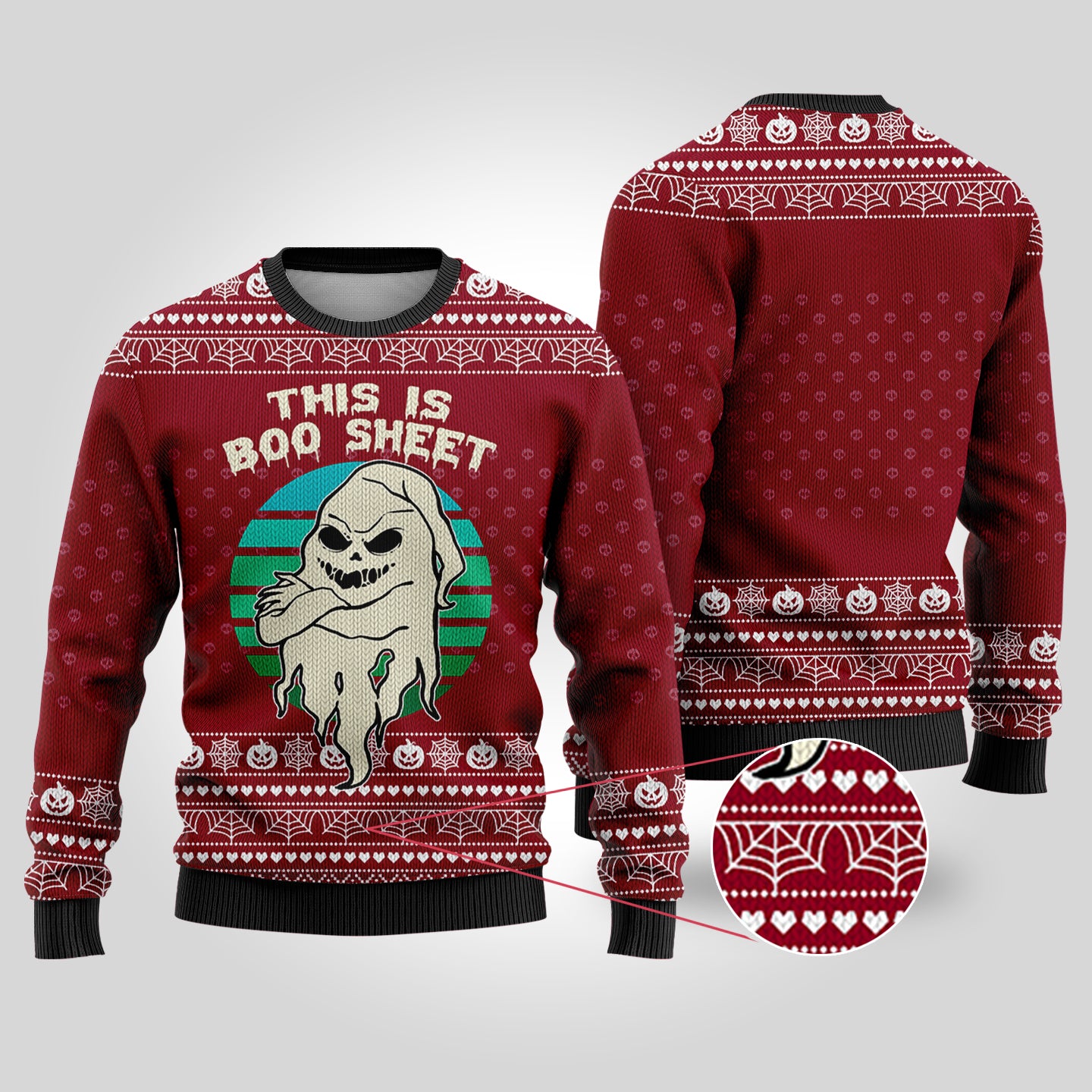 This is Boo Sheet Ugly Halloween Sweater Cardinal Red