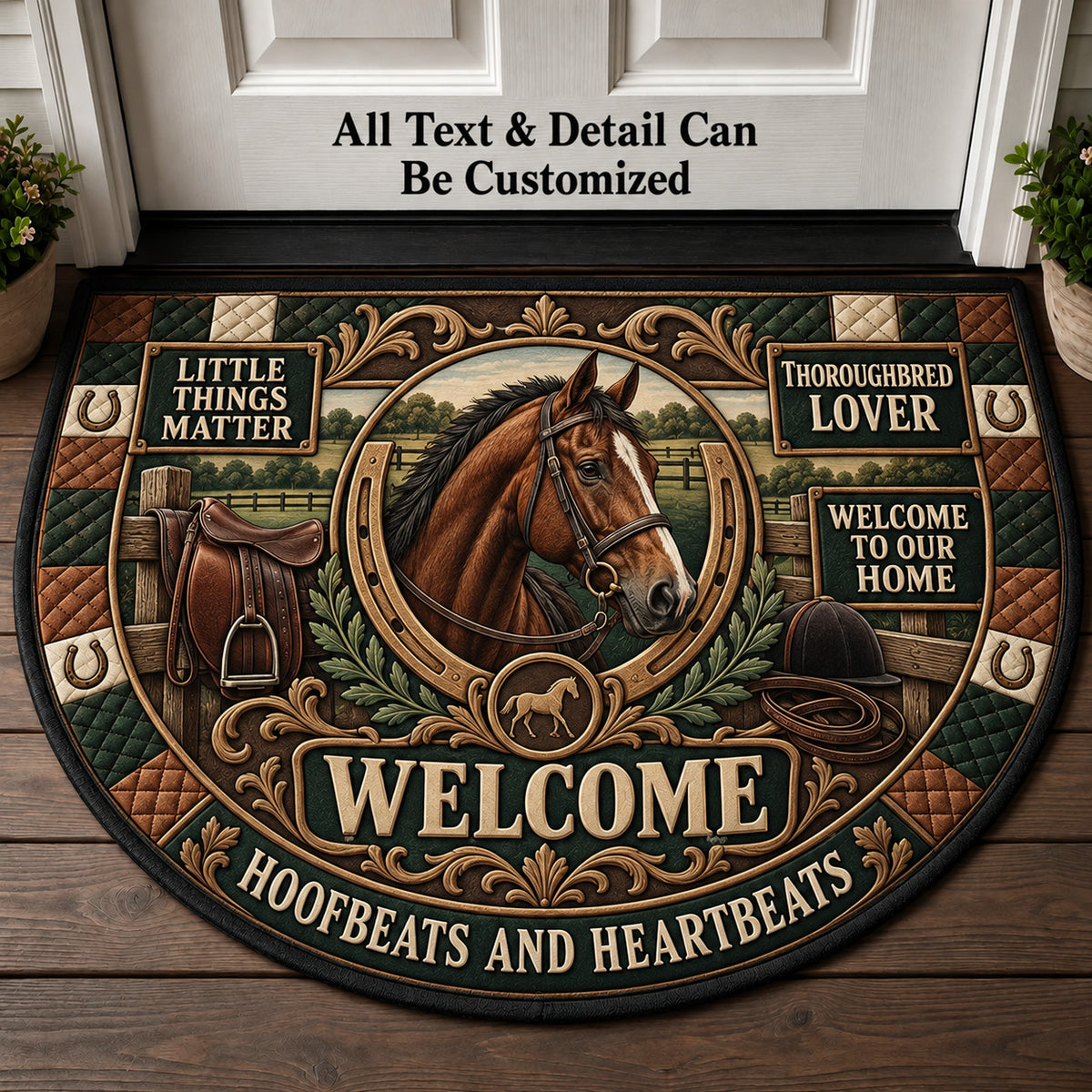 Thoroughbred Lover Personalized Half Round Mat | 5To9Vibe
