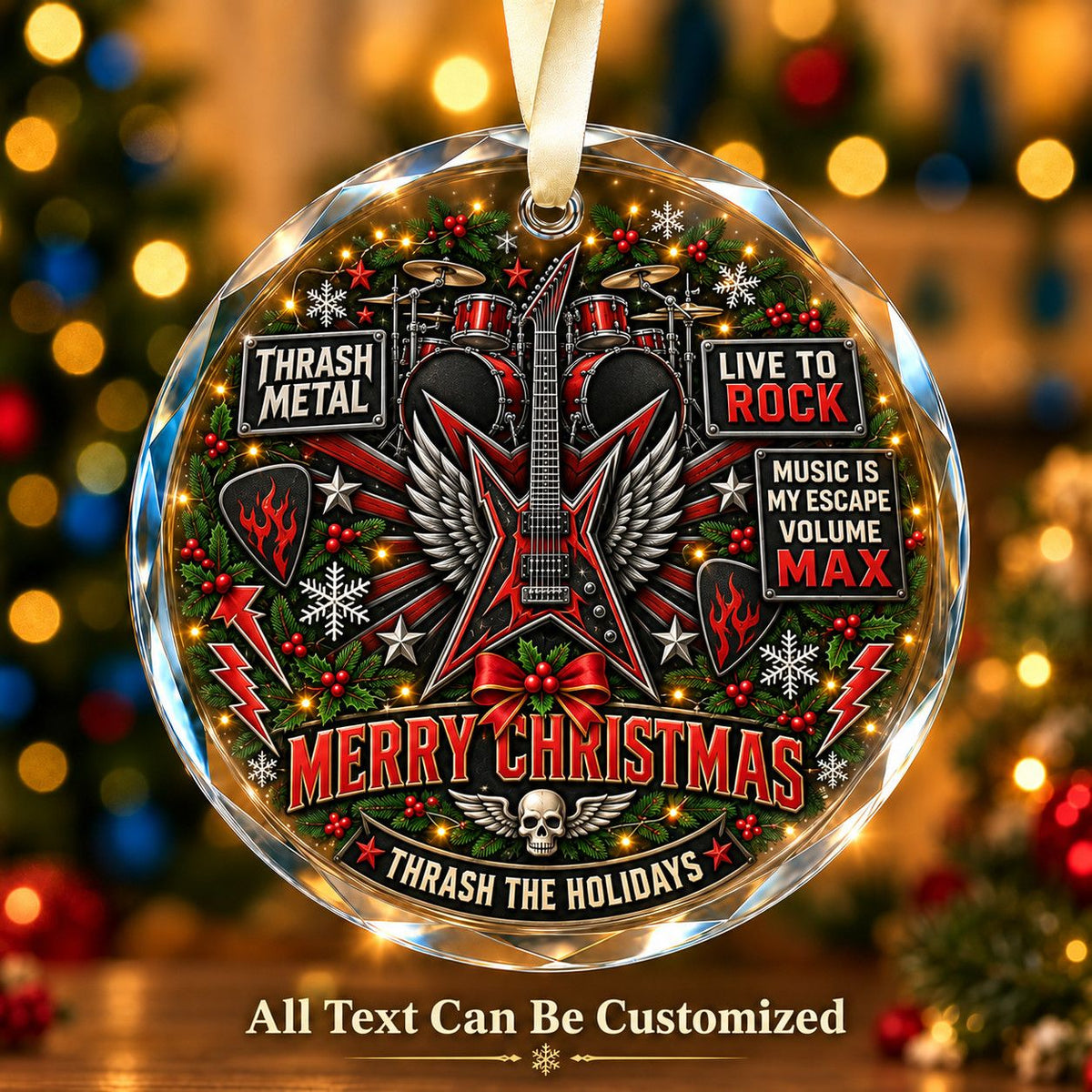 Thrash Metal Personalized Glass Ornament | 5To9Vibe