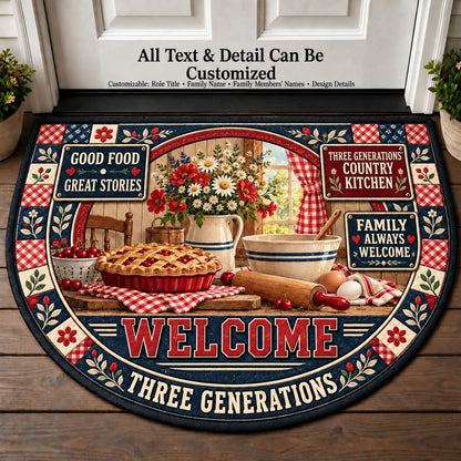 Three Generations' Country Kitchen Personalized Half Round Mat | 5To9Vibe
