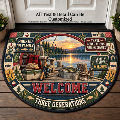 Three Generations' Fishing Stories Personalized Half Round Mat | 5To9Vibe