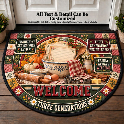 Three Generations' Recipe Legacy Personalized Half Round Mat | 5To9Vibe