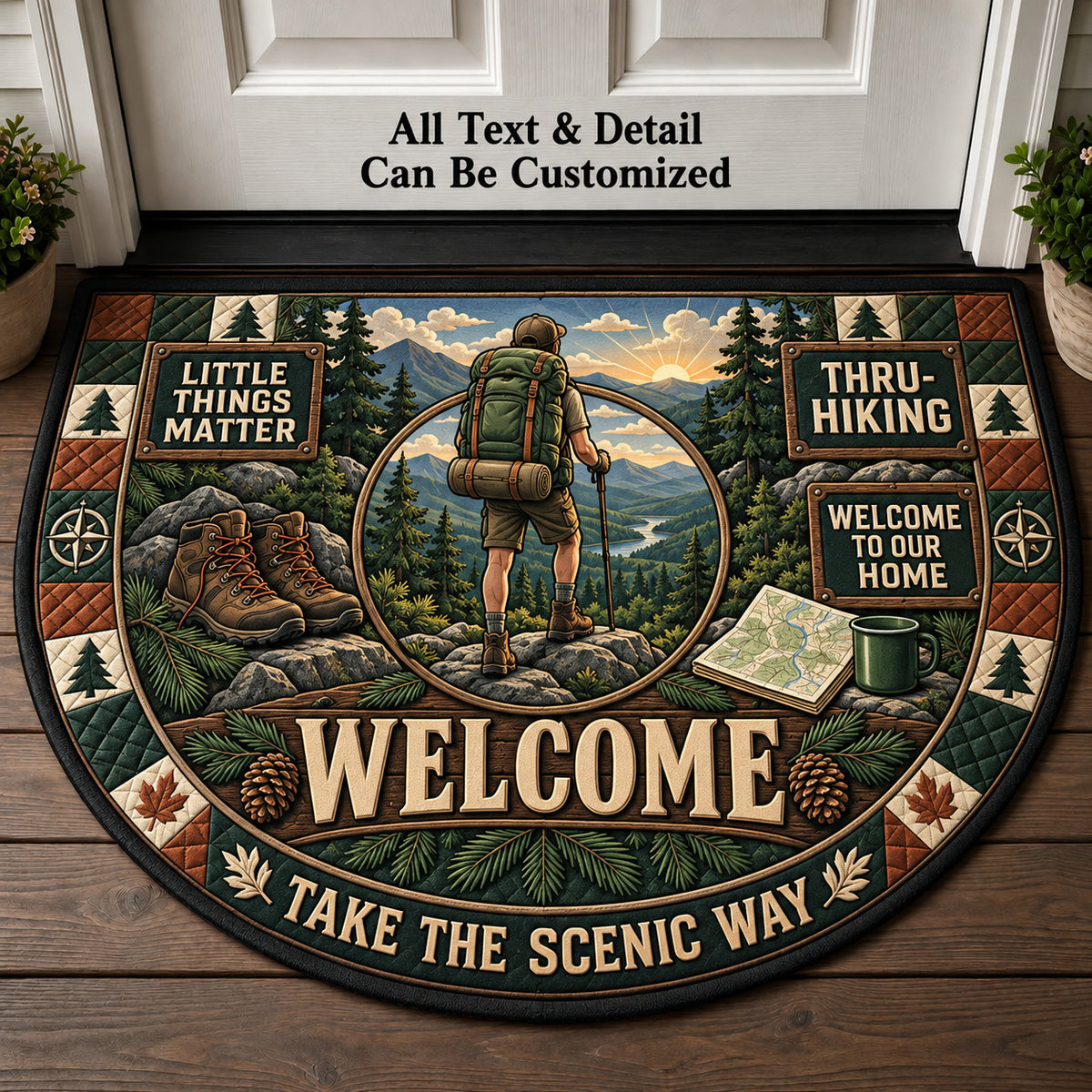 Thru-Hiking Personalized Half Round Mat | 5To9Vibe