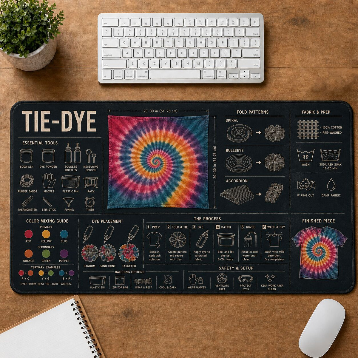 Tie Dye Creative Reference Guide Desk Mat | 5To9Vibe