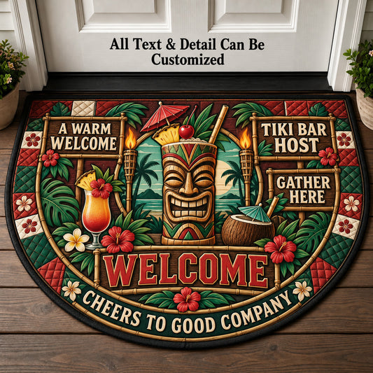 Tiki Bar Host Personalized Half Round Mat | 5To9Vibe