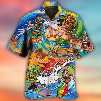 Tiki Surfing Style With Pretty Painting - Hawaiian Shirt 