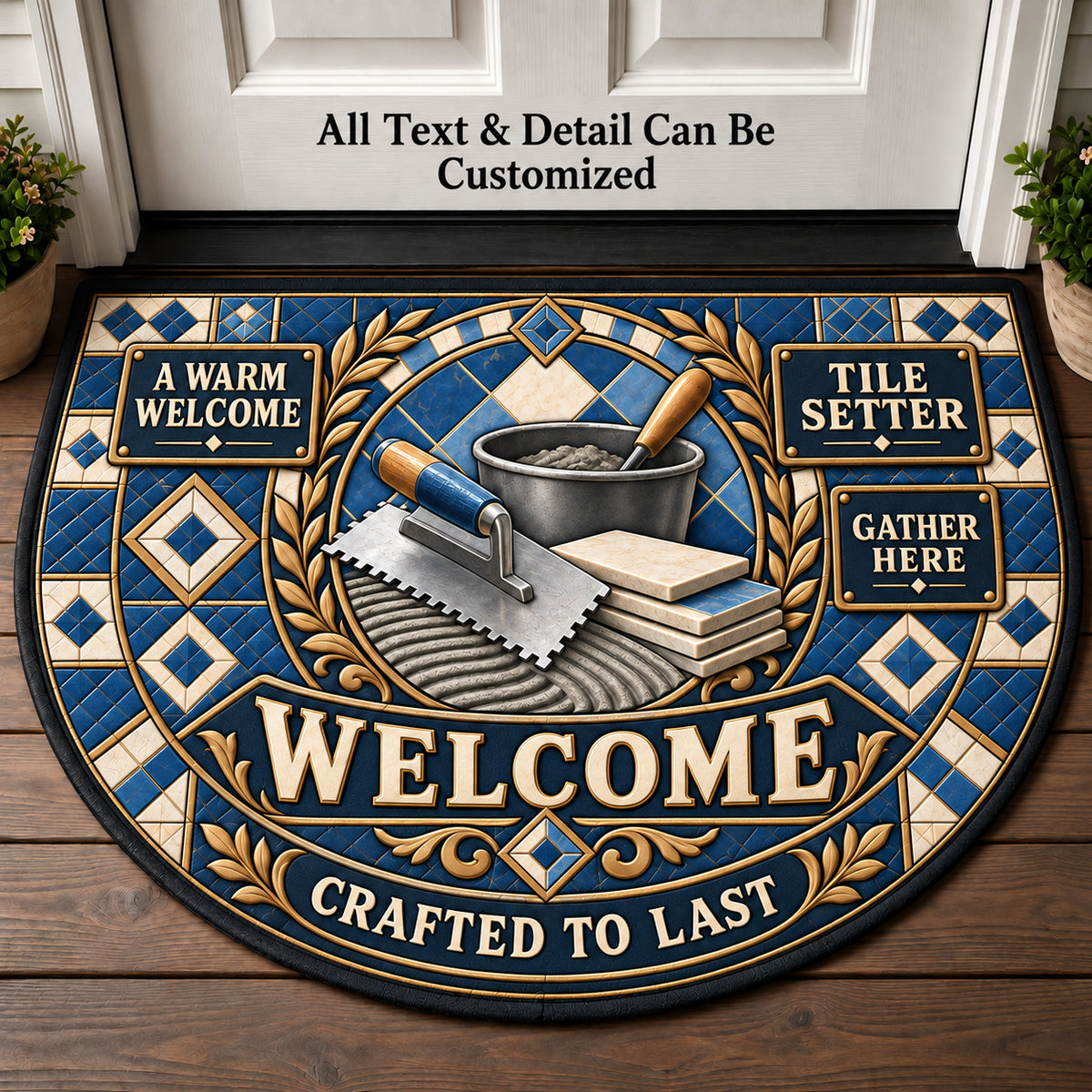 Tile Setter Personalized Half Round Mat | 5To9Vibe