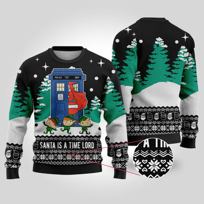 Time Lord Santa Doctor Who Ugly Christmas Sweater Black