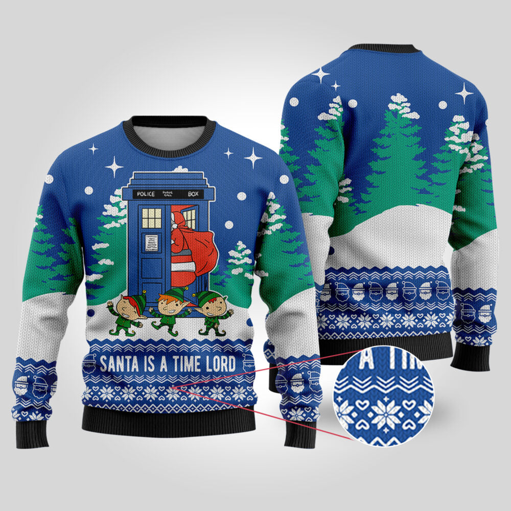 Time Lord Santa Doctor Who Ugly Christmas Sweater Royal