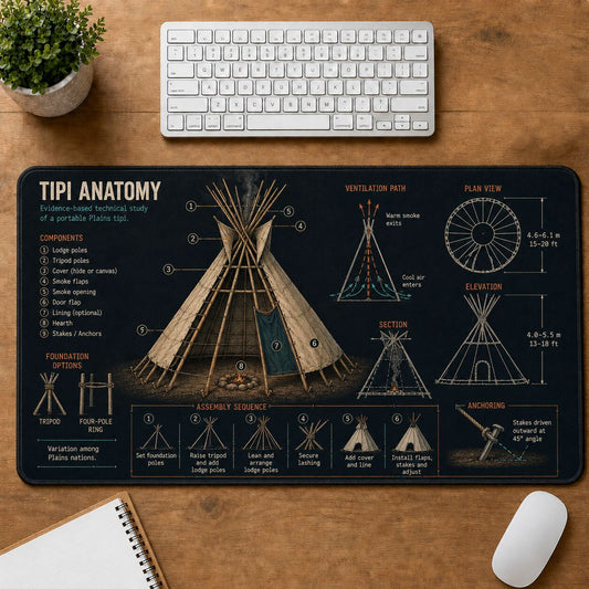 Tipi Anatomy Cultural Heritage Visual Guide Desk Mat | 5To9Vibe