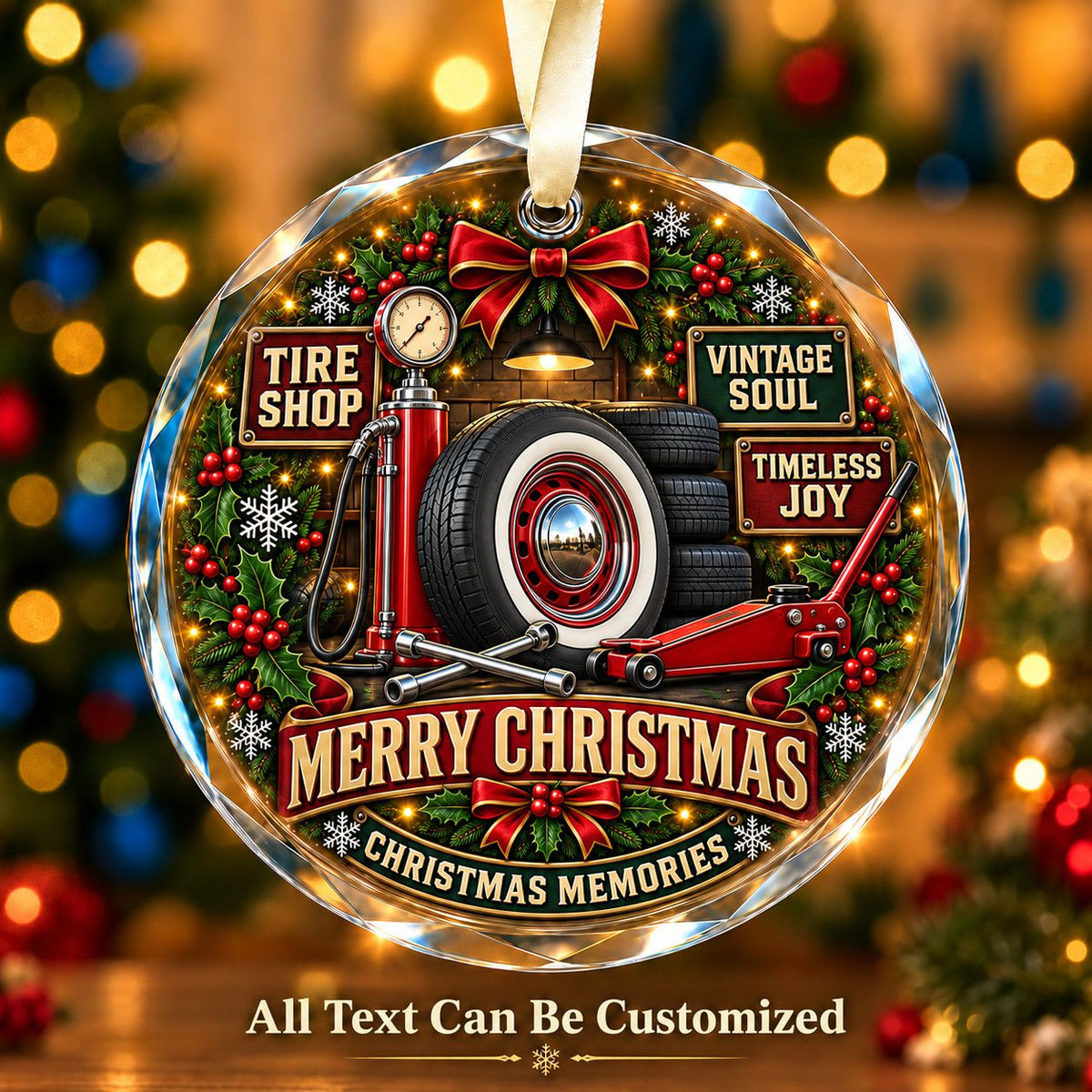 Tire Shop Personalized Glass Ornament | 5To9Vibe