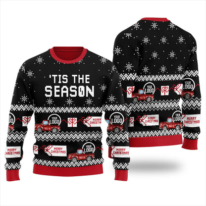 Tis The Season Custom Logo Christmas Sweater Womens