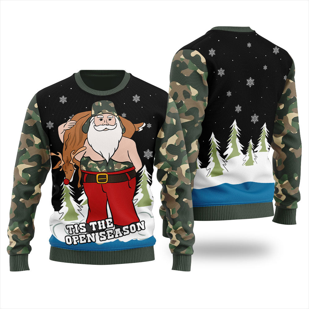 Tis The Season Funny Hunting Santa Ugly Christmas Sweater For Women