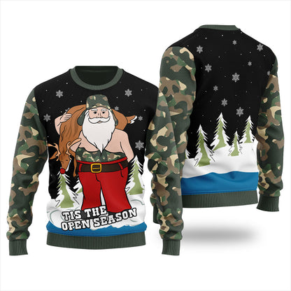 Tis The Season Funny Hunting Santa Ugly Christmas Sweater For Women