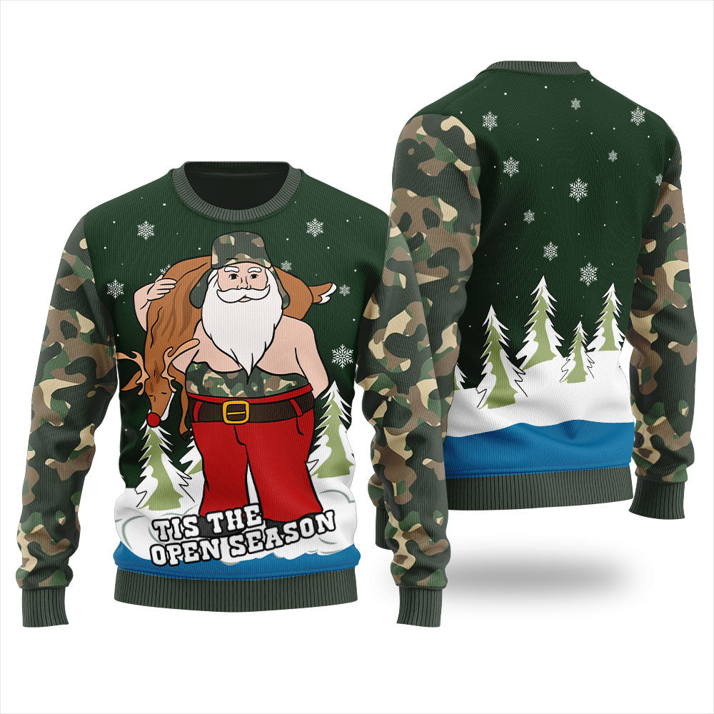 Tis The Season Funny Hunting Santa Ugly Christmas Sweater For Women