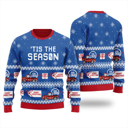 Tis The Season Personalized Logo Ugly Sweater Mens