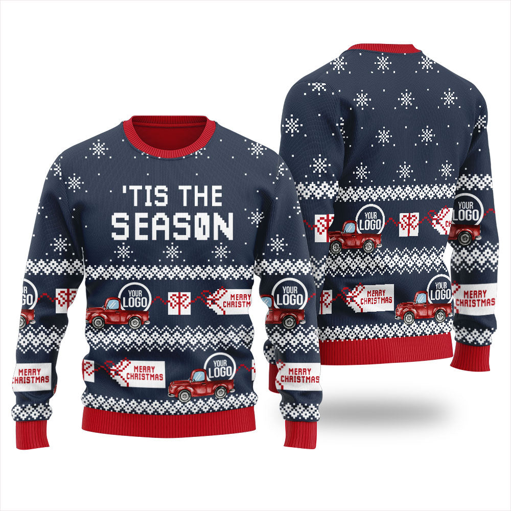 Tis The Season Personalized Logo Ugly Sweater Mens