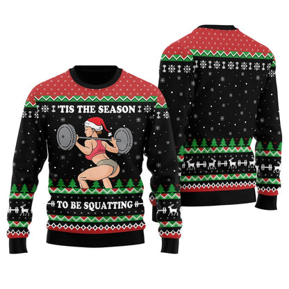 Tis The Season To Be Squatting Christmas Sweater Women