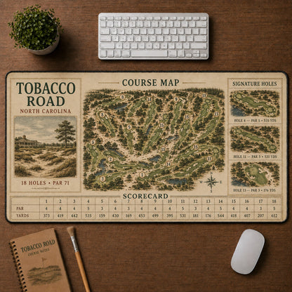 Tobacco Road Vintage Golf Course Map & Scorecard Guide Desk Mat | 5To9Vibe