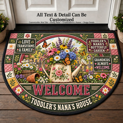 Toddler's Nana's Butterfly Garden Personalized Half Round Mat | 5To9Vibe