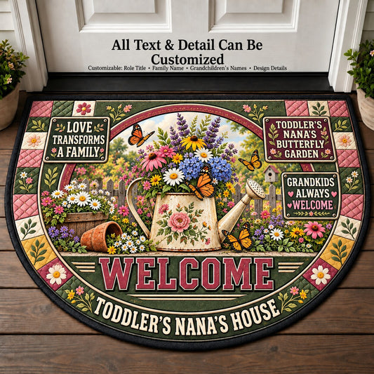 Toddler's Nana's Butterfly Garden Personalized Half Round Mat | 5To9Vibe