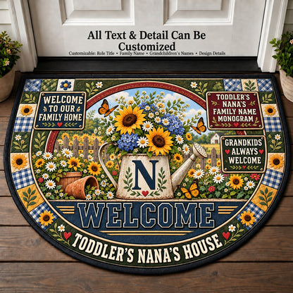 Toddler's Nana's Family Name Monogram Personalized Half Round Mat | 5To9Vibe