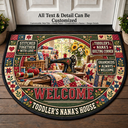 Toddler's Nana's Quilting Corner Personalized Half Round Mat | 5To9Vibe