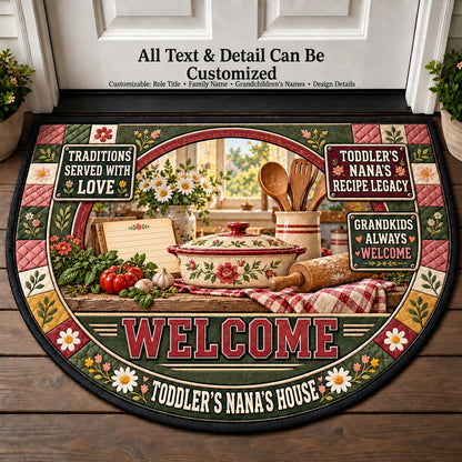 Toddler's Nana's Recipe Legacy Personalized Half Round Mat | 5To9Vibe
