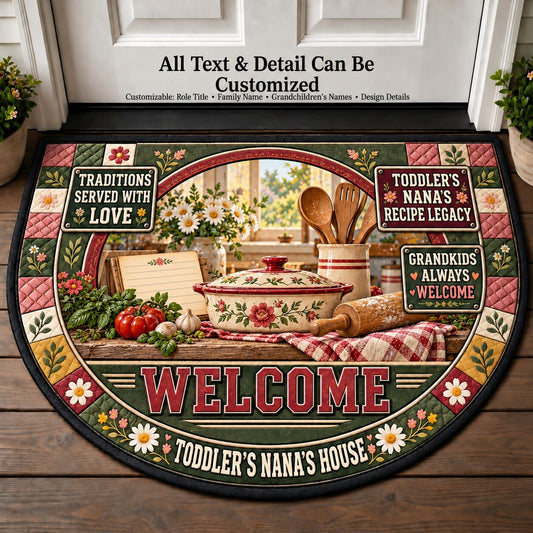 Toddler's Nana's Recipe Legacy Personalized Half Round Mat | 5To9Vibe