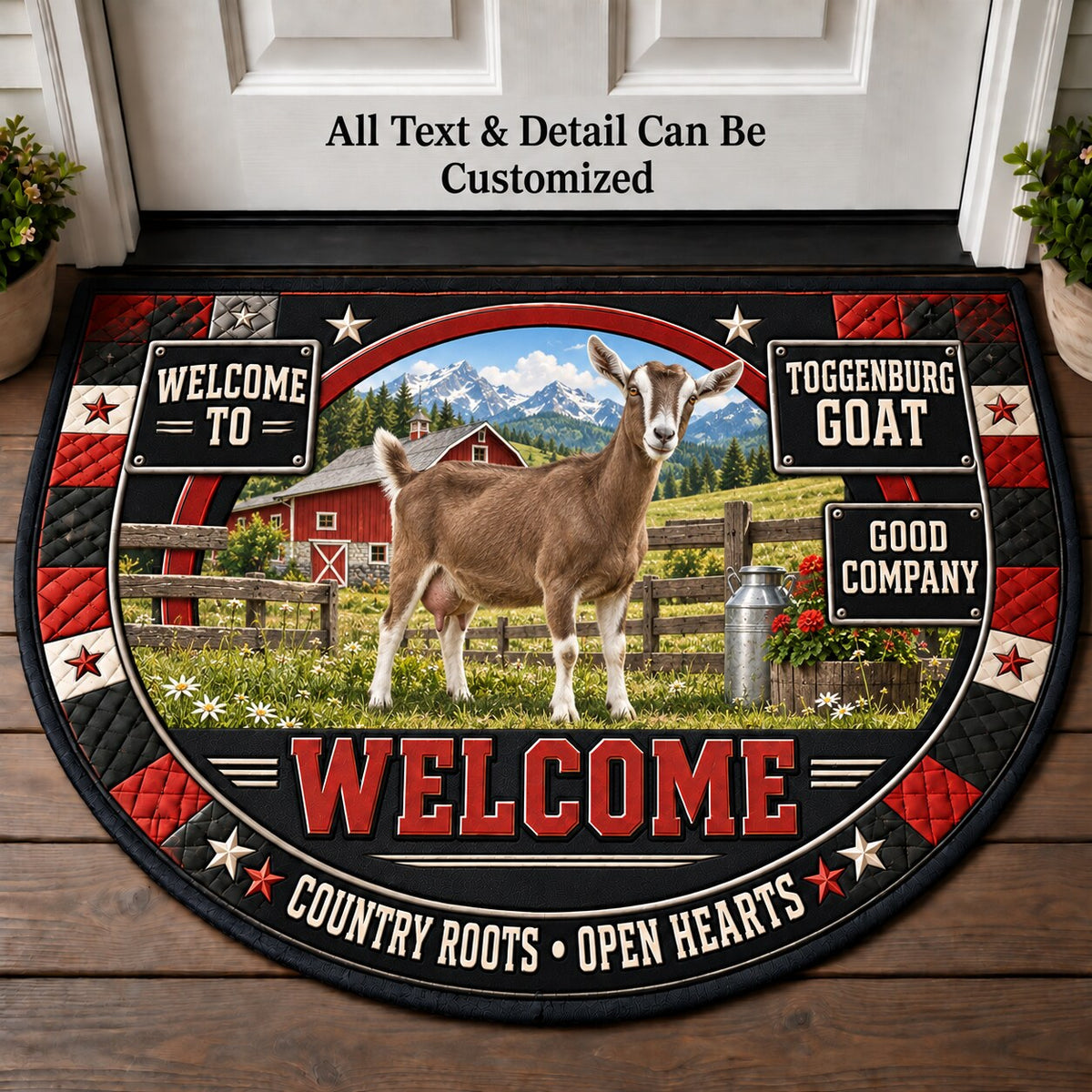 Toggenburg Goat Personalized Half Round Mat | 5To9Vibe