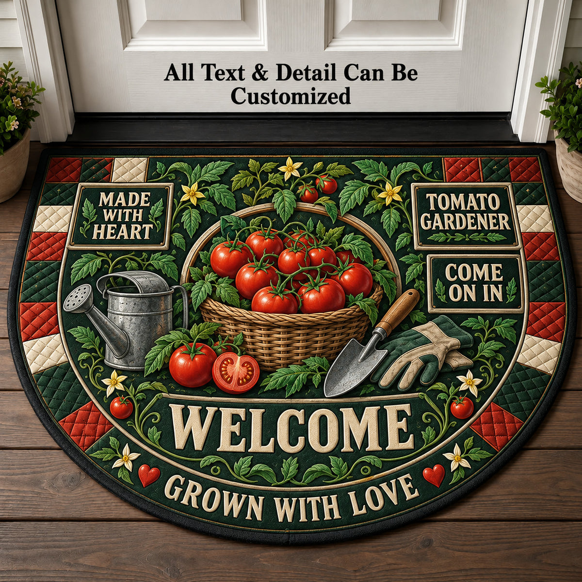 Tomato Gardener Personalized Half Round Mat | 5To9Vibe