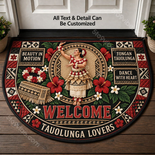 Tongan Tauʻolunga Personalized Half Round Mat | 5To9Vibe