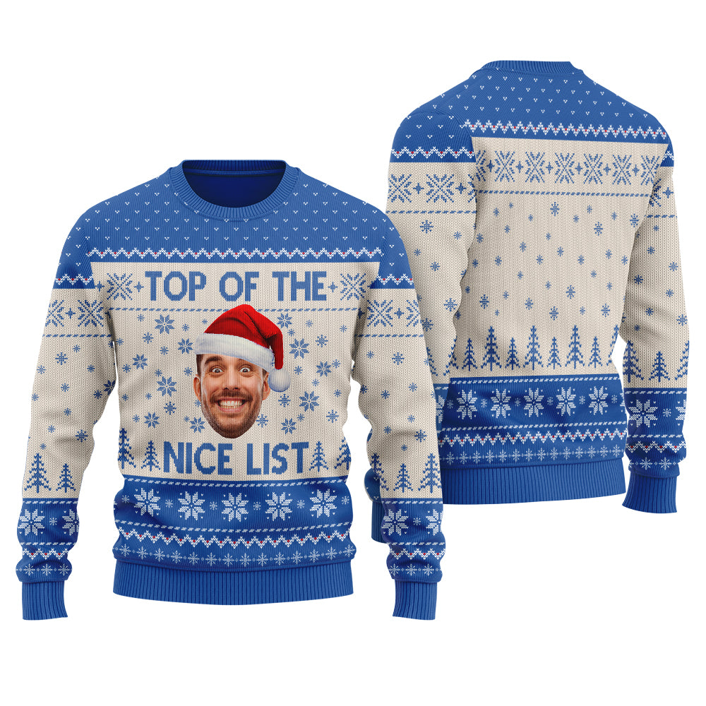 Top Of The Nice List Custom Ugly Sweater Royal