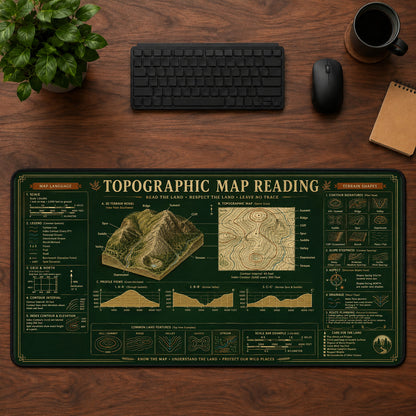 Topographic Map Reading Desk Mat Mouse Pad | 5To9Vibe