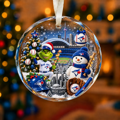 Adorno de vidrio de béisbol, 3 unidades con caja de regalo, equipo de béisbol de Navidad - Adorno de vidrio