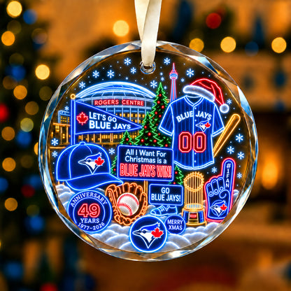 Adorno de vidrio de béisbol, 3 unidades con caja de regalo, equipo de béisbol de Navidad - Adorno de vidrio