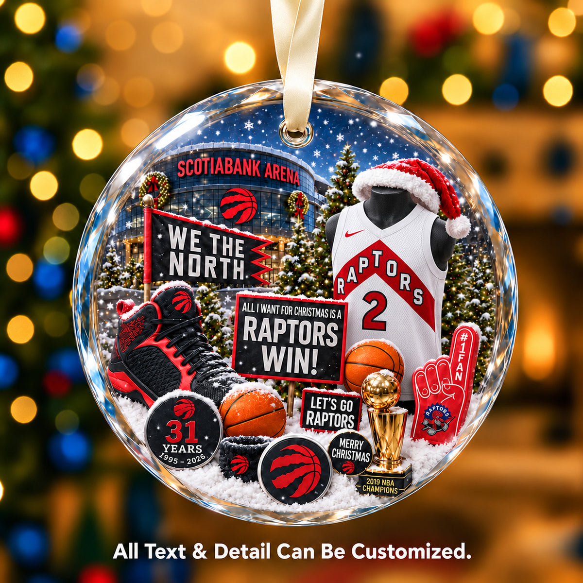 Toronto Raptors Jersey Snow Globe Glass Ornament