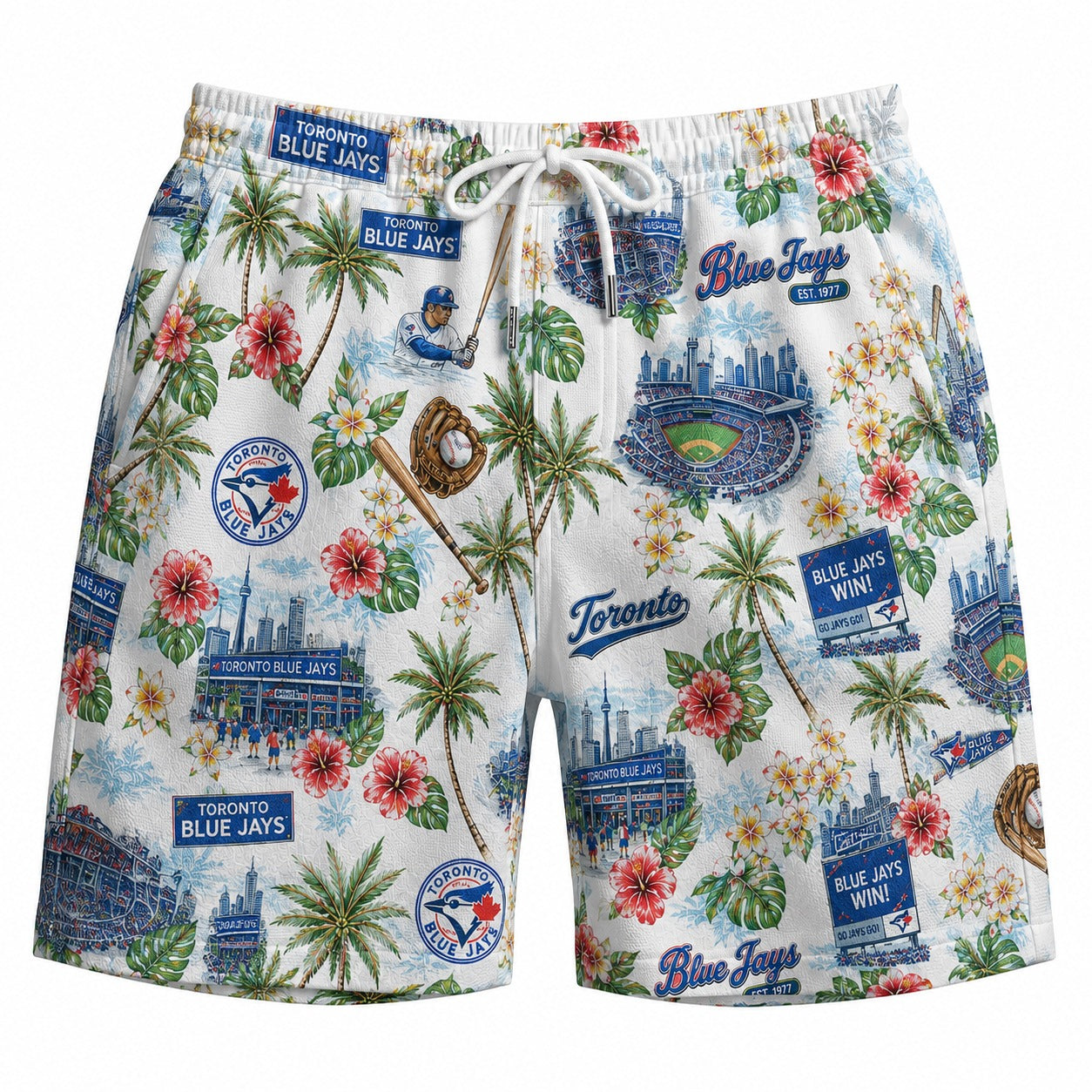 CC Baseball Teams Scenic Pattern Button-Up Unisex Hawaiian Shirt For Men and Women