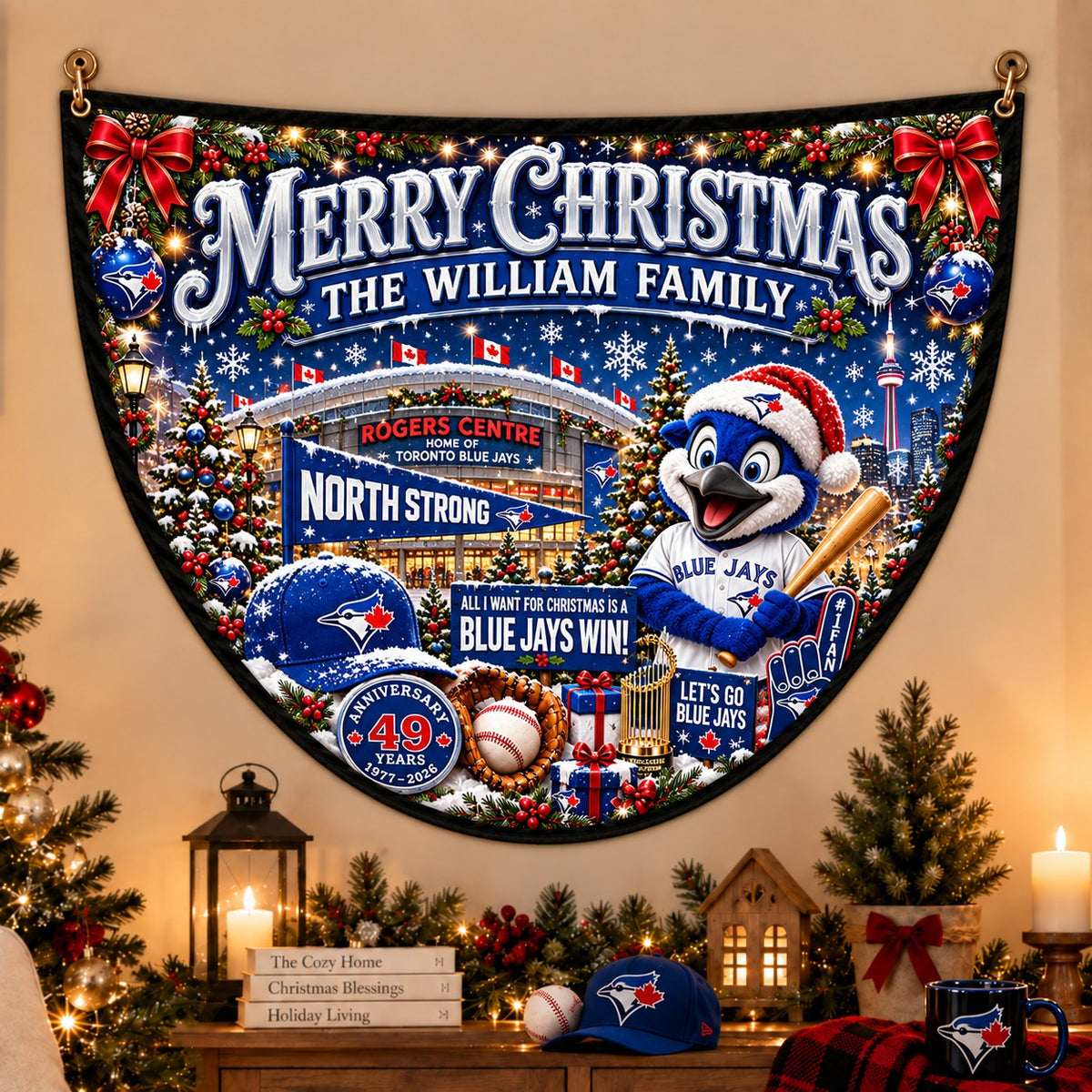All Baseball Teams Personalized Christmas Night Bunting Flag - 5to9vibe