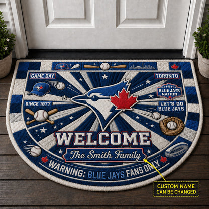 Official-Inspired Baseball Fan Custom Quilted Print Premium Welcome Mat Washable Black Border – Personalized Baseball Doormat