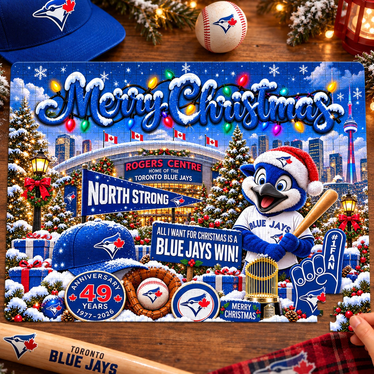 All Baseball Teams Baseball Stadium Personalized  Christmas Jigsaw Puzzle – Choose Your Team, 500 Pieces