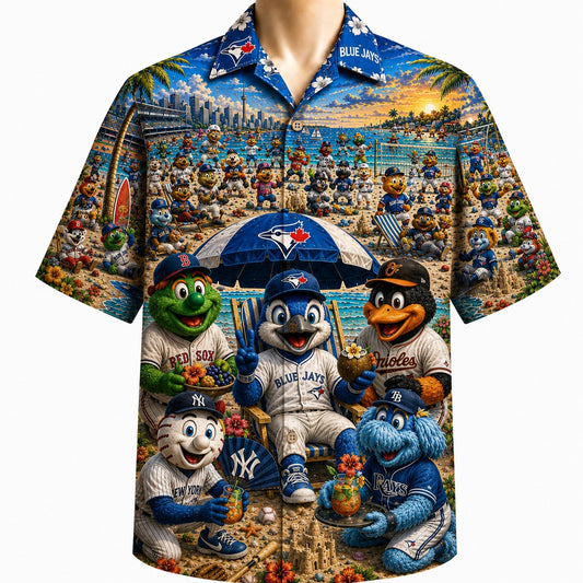 All Baseball Teams Sunset Beach Party Aloha Shirt for Baseball Fans Button Up Unisex Hawaiian Shirt For Men and Women