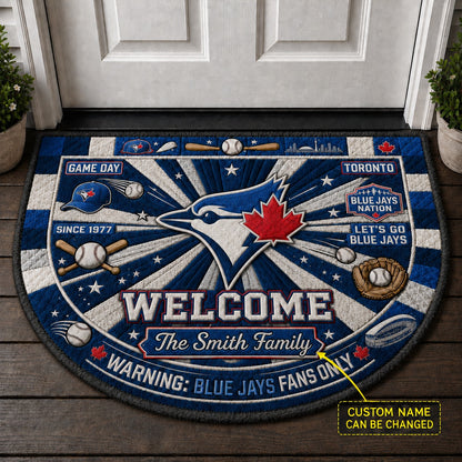 Official-Inspired Baseball Fan Custom Quilted Print Premium Welcome Mat Washable Black Border – Personalized Baseball Doormat