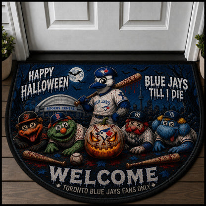 Baseball Halloween All Teams Custom Quilted Print Premium Welcome Mat – Personalized Baseball Doormat